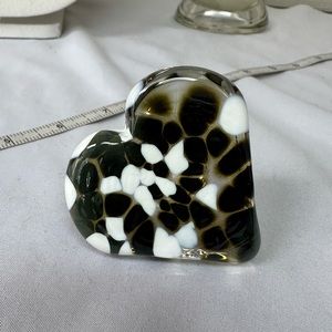 Artisan Lada Bohac glass heart wine stopper - ring holder signed